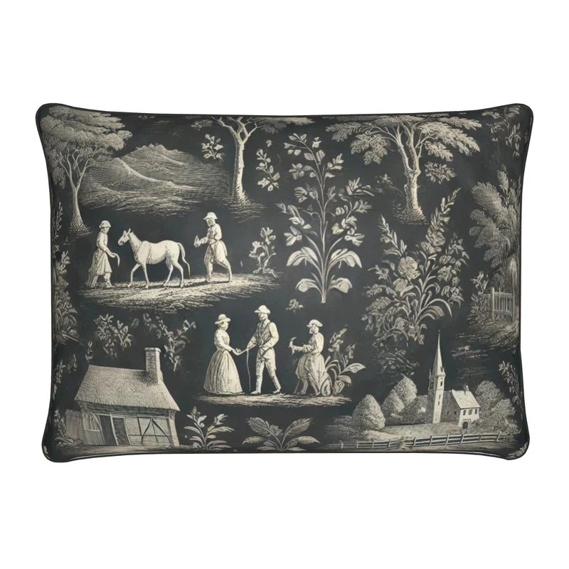 Dark Grey Toile Cushions - Rectangle - Image 2