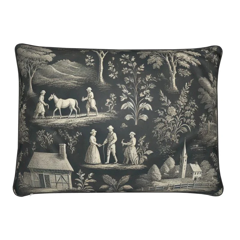 Dark Grey Toile Cushions - Rectangle - Image 4