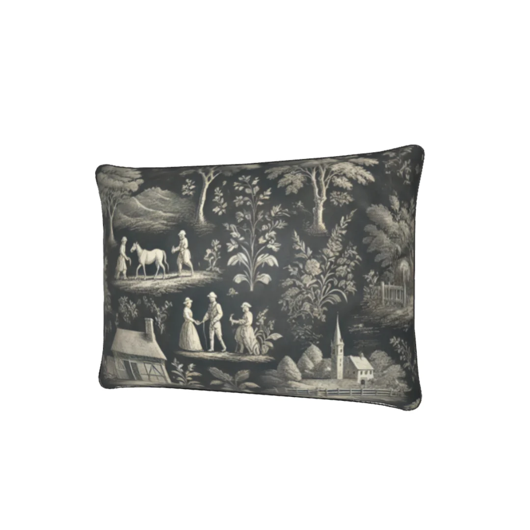 Dark Grey Toile Cushions - Rectangle - Image 5