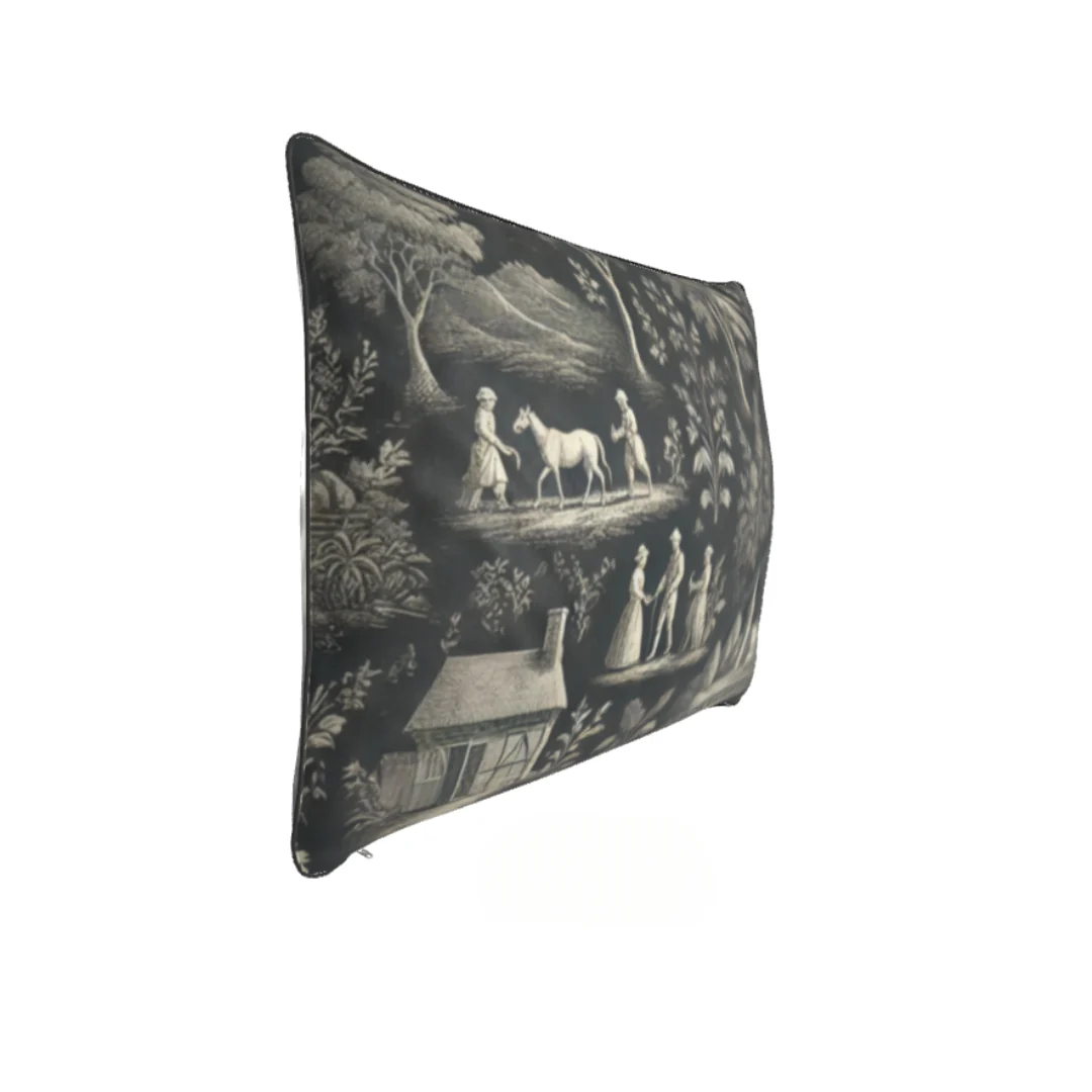 Dark Grey Toile Cushions - Rectangle - Image 6