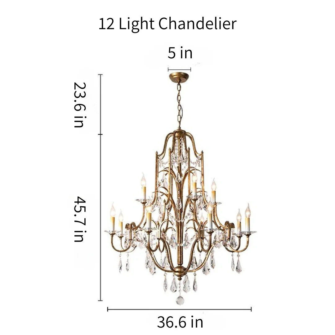 Élégance Gold and Crystal Chandelier (3 Sizes Available) - Image 8