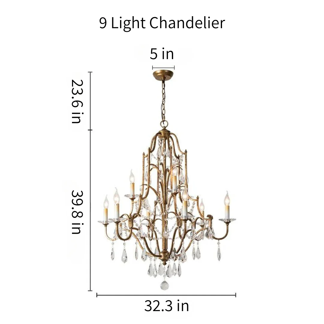 Élégance Gold and Crystal Chandelier (3 Sizes Available) - Image 9
