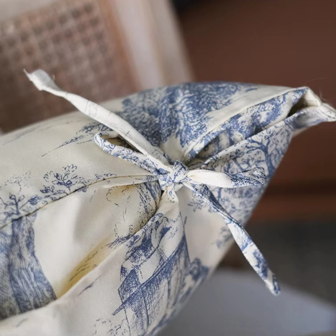 French Jacquard Woven Toile De Jouy Pillow Cover - Image 4