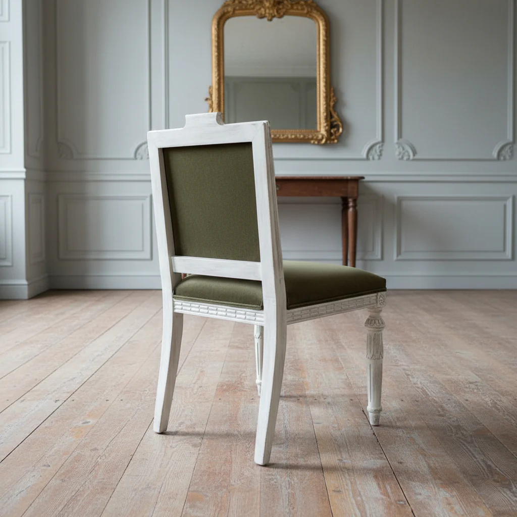 Gustavian Dining Chairs, Grey-Green Velvet - Image 4