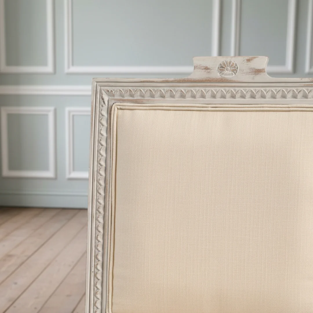 Gustavian Dining Chair, White Linen - Image 5