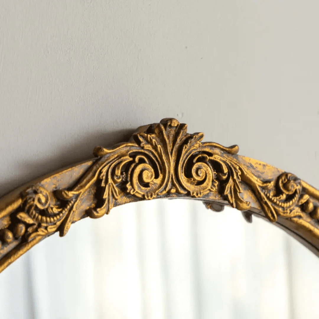Marais Mirror, Oval: French Gilt Gold Mirror With Elegant Details - Image 4