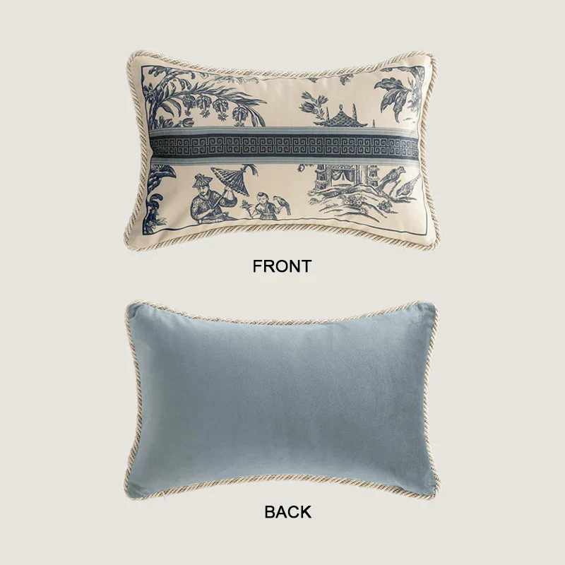 Velvet Toile De Jouy, Delft Blue Pillow Covers - Image 10