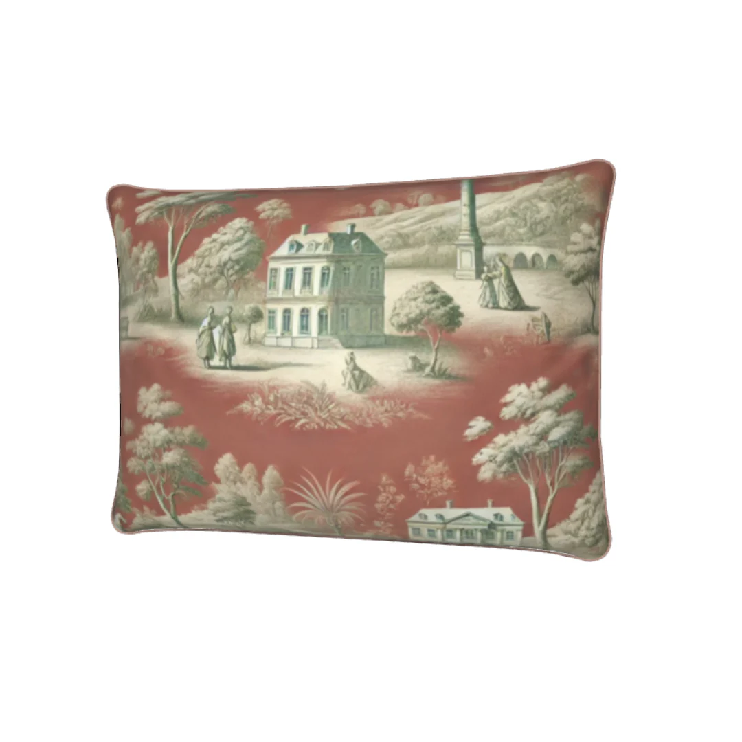 Vert Corail French Toile Pillow - Rectangle - Image 5
