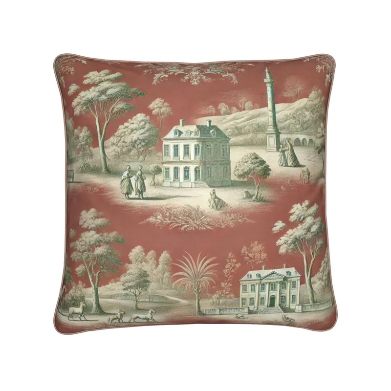 Vert Corail French Toile Pillow - Square - Image 2