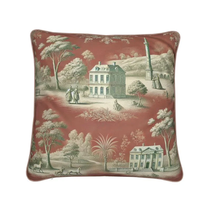 Vert Corail French Toile Pillow - Square - Image 4