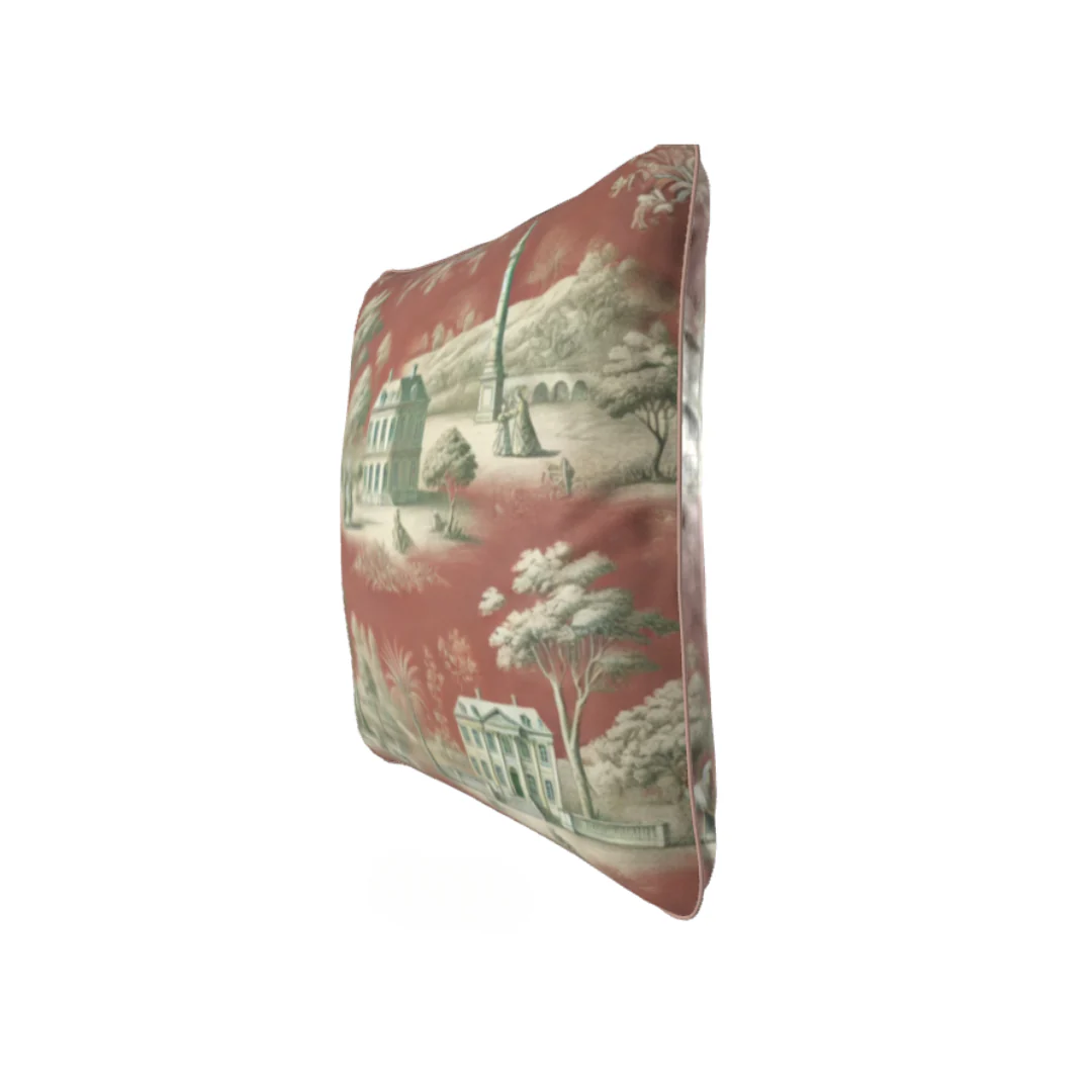 Vert Corail French Toile Pillow - Square - Image 6