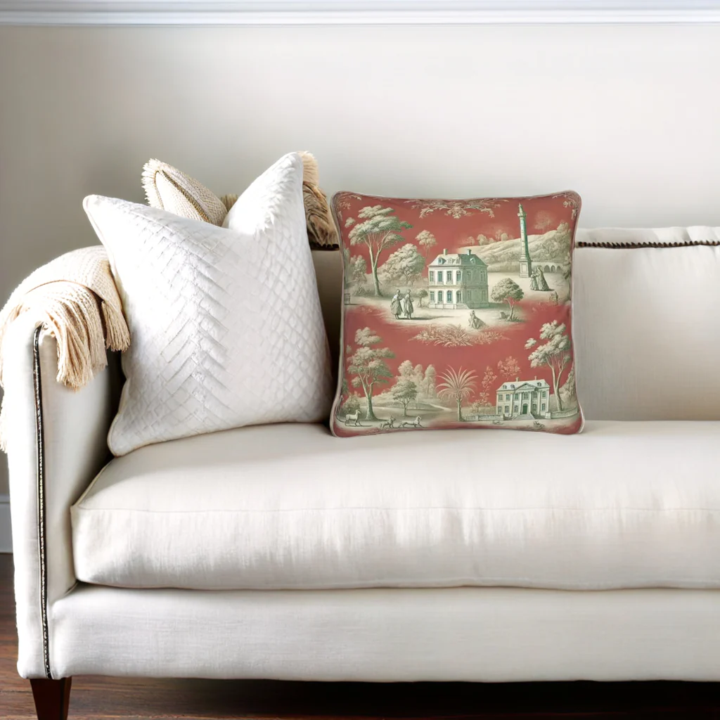 Vert Corail French Toile Pillow - Square - Image 9