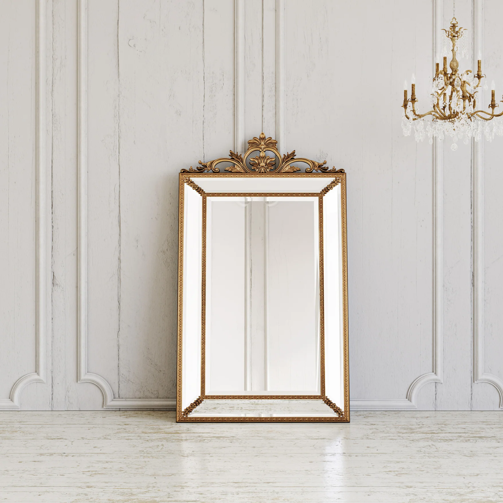 Villecerf Mirror, French Gilt Gold Mirror with Intricate Carvings - Image 4