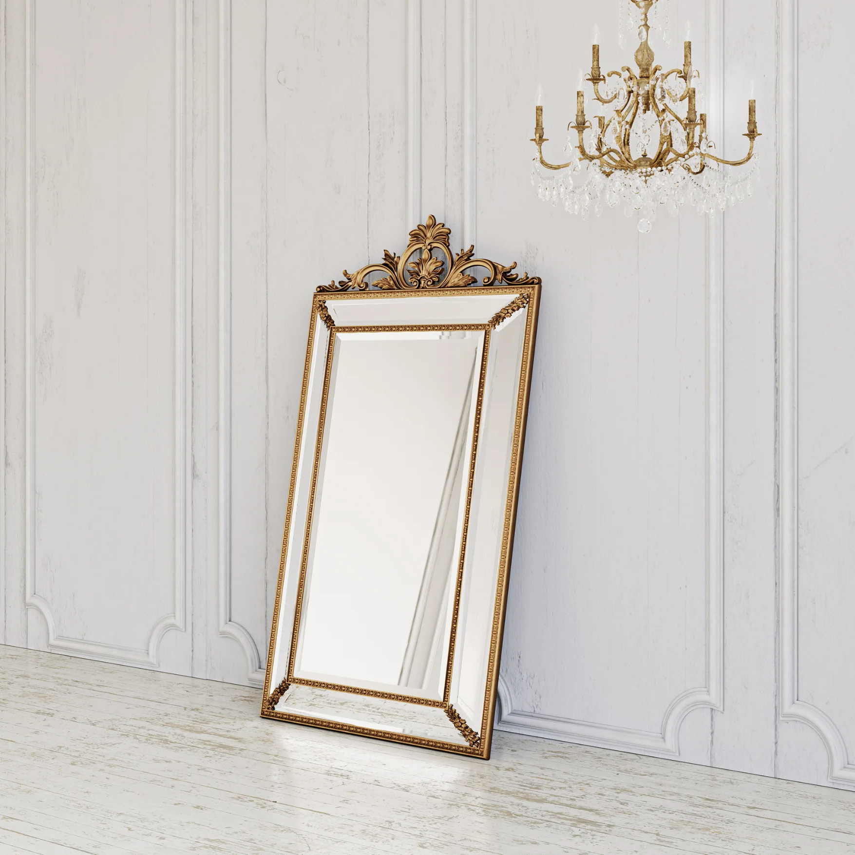 Villecerf Mirror, French Gilt Gold Mirror with Intricate Carvings - Image 6
